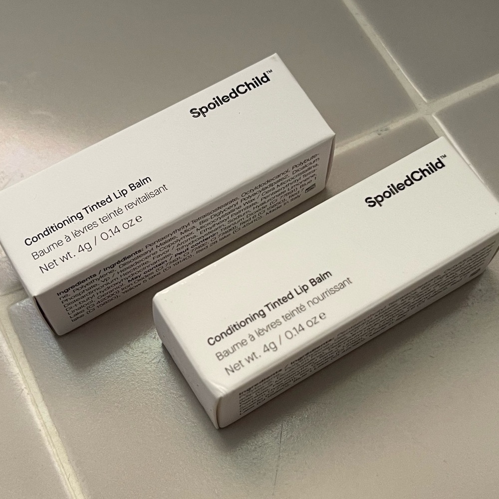 (2) NIB SpoiledChild Conditioning Tinted Lip Balm | Plum & Natural Pink Bundle